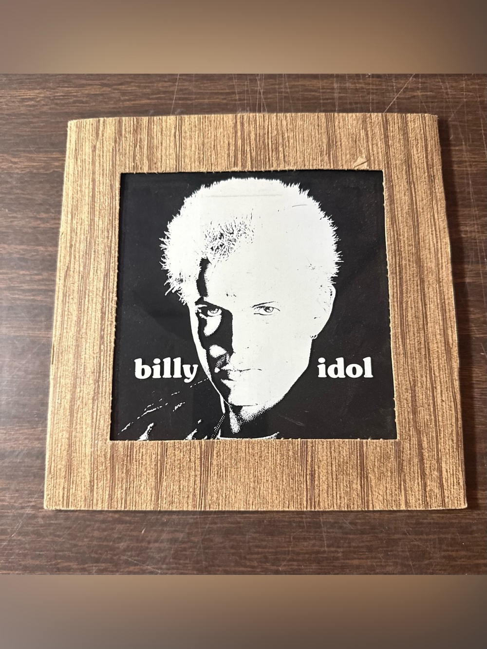 Vintage Rare Original 1980s Billy Idol Printed Glass Panel Carnival mirror 6"